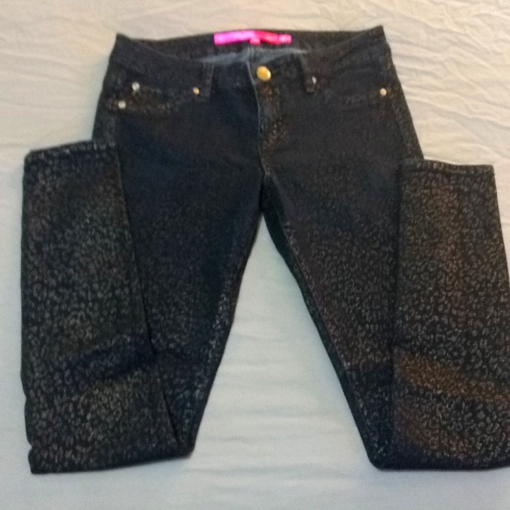 Tinseltown blue jeans with gold spots